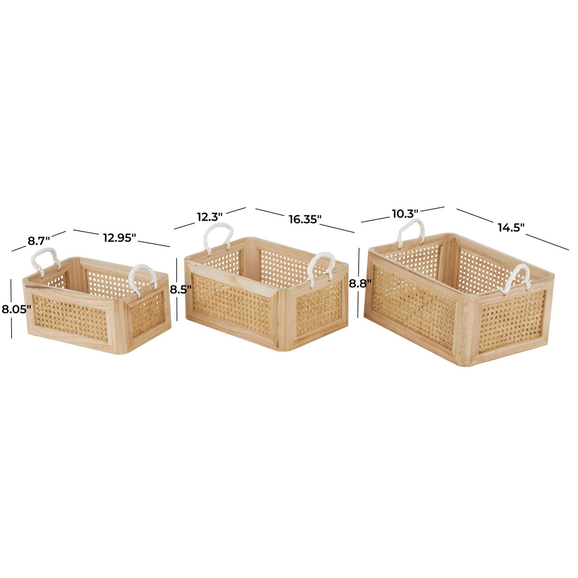 Brown Rattan Woven Storage Basket Set, 3ct.
